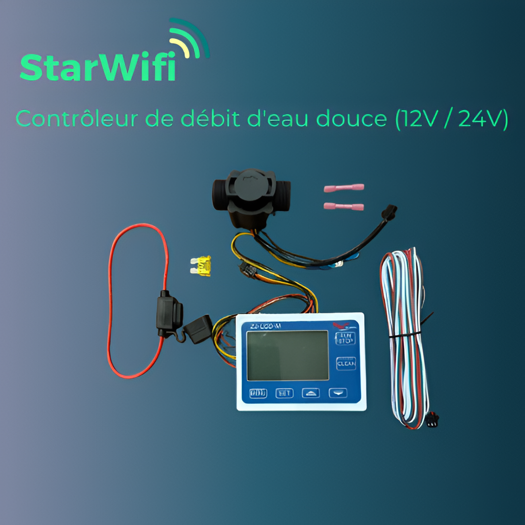 Contrôleur de débit d'eau douce (12V / 24V) avec écran LCD - raccord G 1/2 | StarWifi
